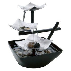 Illuminated Table Top Zen Waterfall Fountain